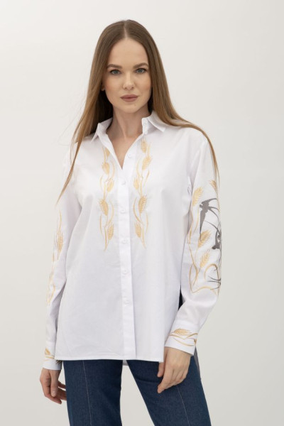 Жіноча сорочка біла з бавовни Пайк