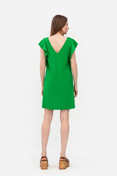 Лляна мінісукня вільного силуету зеленого кольору Ворета 01 Лляна мінісукня вільного силуету зеленого кольору Ворета 01