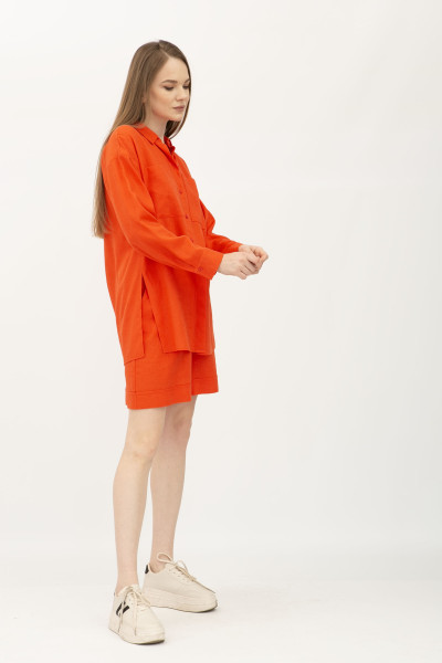 Лляний костюм оранжевий сорочка та шорти Сінон 2 Лляний костюм оранжевий сорочка та шорти Сінон 2