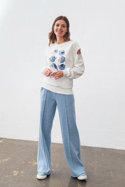 Світшот трикотажний молочний вільного силуету Лукрія