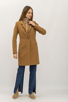 Пальто коричневе напівприлеглого силуету Каро