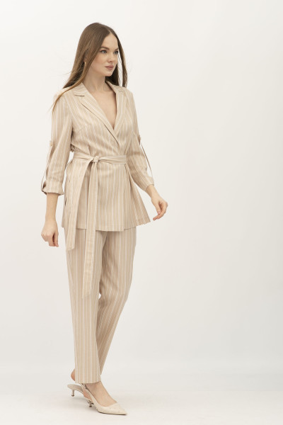 Костюм з льону бежевий жакет та брюки Данді 1 Костюм з льону бежевий жакет та брюки Данді 1