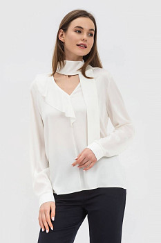 Жіноча молочна блуза з шифону прямого силуету Флуро 01