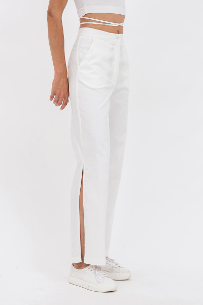 Класичні жіночі молочні штани прямого крою з високою посадкою Стівен 01