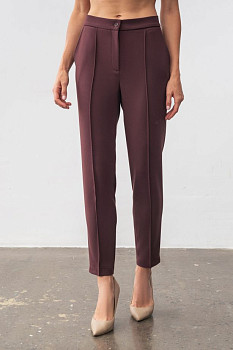 Класичні жіночі завужені брюки корчневі з костюмної тканини Мішель