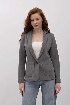 Однобортний сірий  жакет з трикотажу Сноу 19
