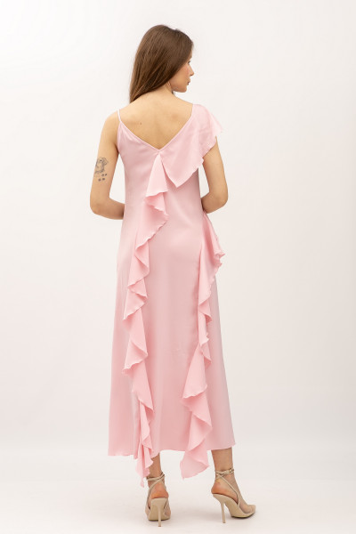 Шифонова сукня напівприталеного силуету довжини міді рожевого кольору Мірелі 03 Шифонова сукня напівприталеного силуету довжини міді рожевого кольору Мірелі 03
