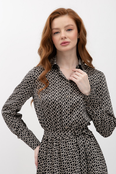 Сукня міді вільного силуету з шовку Тарті 03 Сукня міді вільного силуету з шовку Тарті 03