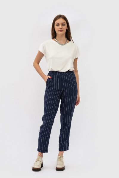 Жіночі штани з льону сині завужені Данді