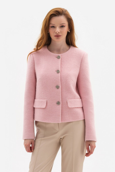 Жакет прямого силуету рожевого кольору Сателі