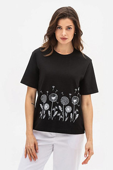 Трикотажна футболка чорного кольору Лаліса 01