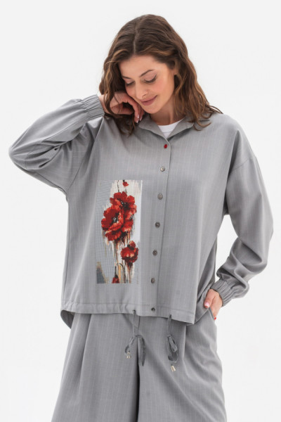 Сорочка вільного крою сірого кольору Октара 01