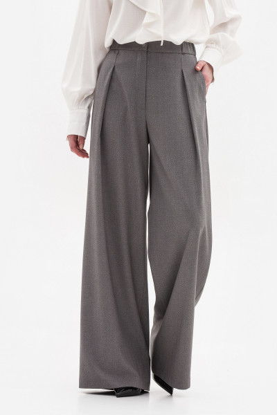 Брюки-палаццо з костюмної тканини сірого  кольору Нейра