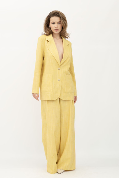 Лляний однобортний жакет жовтий Меларі 13