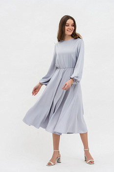 Довга жіноча сукня з мокрого шовку сірого відтінку Арне 01