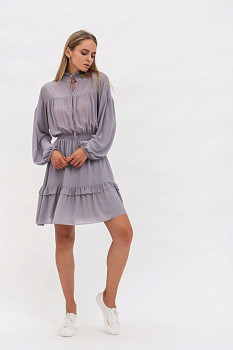 Шифонова жіноча сукня з довгим рукавом сірого відтінку Брея Шифонова жіноча сукня з довгим рукавом сірого відтінку Брея