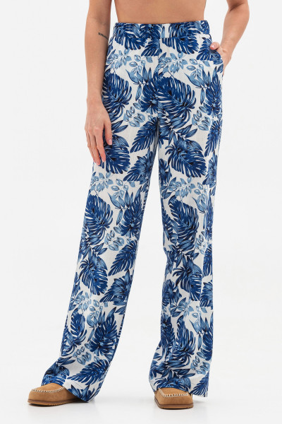 Лляні брюки прямого силуету синього кольору Астарія