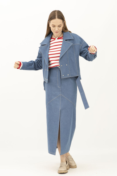 Куртка денім світло блакитного кольору укорочена Адагер 1