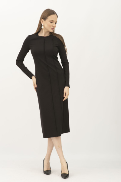 Чорна трикотажна сукня довжини міді Дарен 02 Чорна трикотажна сукня довжини міді Дарен 02