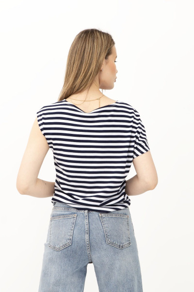 Футболка з трикотажу в смужку Ензі 2