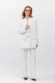 Брюки з костюмної тканини у вертикальну смужку Ренті