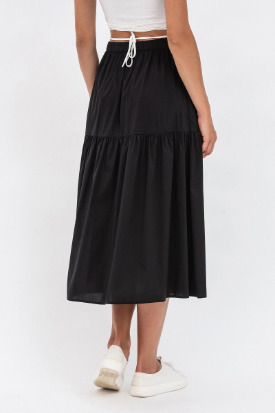 Жіноча міді-спідниця А-силуету з тонкої бавовни чорного кольору Лейк