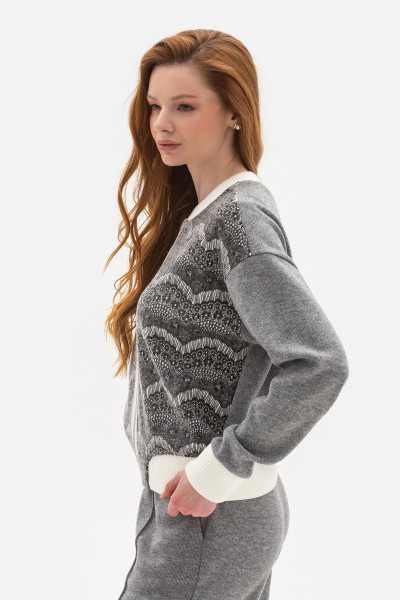 Трикотажний бомбер з вмістом вовни сірого кольору Луріса