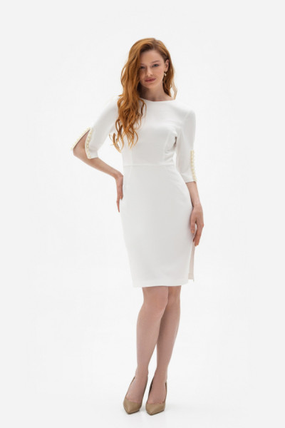 Молочна сукня міні з костюмної тканини Кіліан Молочна сукня міні з костюмної тканини Кіліан