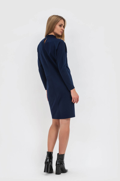 Тепла сукня з французького трикотажу прямого силуету синя Бєлісо Тепла сукня з французького трикотажу прямого силуету синя Бєлісо