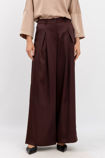 Шовкові брюки палаццо коричневого кольору Бланш 002