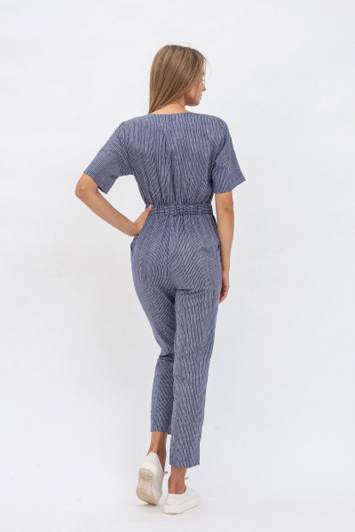 Літній комбінезон з льону зі смугастим принтом та довгою штаниною для жінок Ніхоль