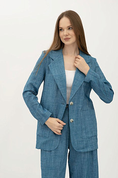 Лляний однобортний жакет синій Меларі 11