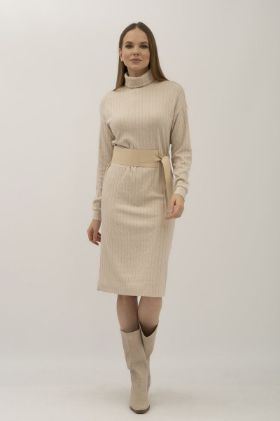 Стильна трикотажна сукня з візерунком бежевого кольору Каіна 02 Стильна трикотажна сукня з візерунком бежевого кольору Каіна 02