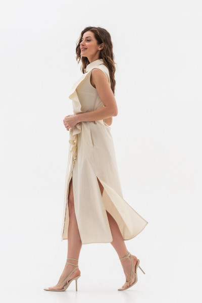 Сукня міді з бавовни без рукав молочного кольору Ексія Сукня міді з бавовни без рукав молочного кольору Ексія