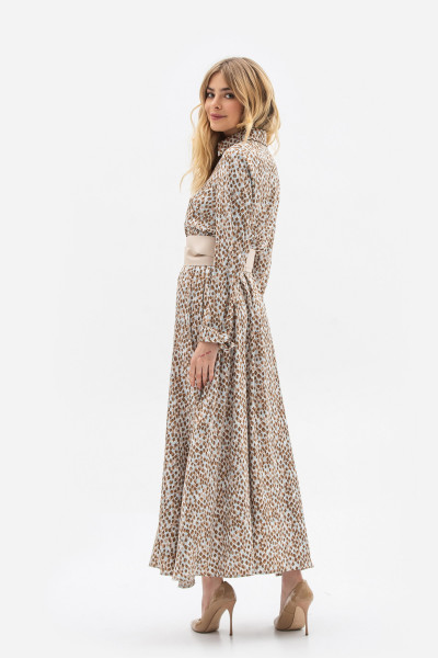 Сукня міді напівприлеглого силуету з шовку бежевого кольору Галена Сукня міді напівприлеглого силуету з шовку бежевого кольору Галена