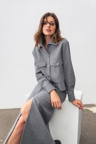Сірий жакет з вмістом шерсті Фуруд