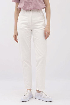 Штани в стилі денім з котону молочного кольору Сторі 01