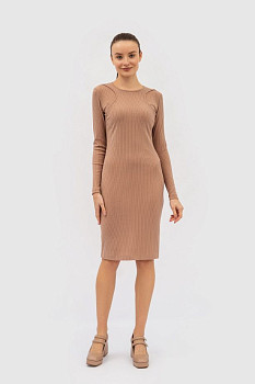 Бежева сукня з трикотажу довжиною до коліна Мейа 02 Бежева сукня з трикотажу довжиною до коліна Мейа 02