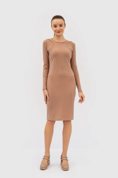 Бежева сукня з трикотажу довжиною до коліна Мейа 02 Бежева сукня з трикотажу довжиною до коліна Мейа 02