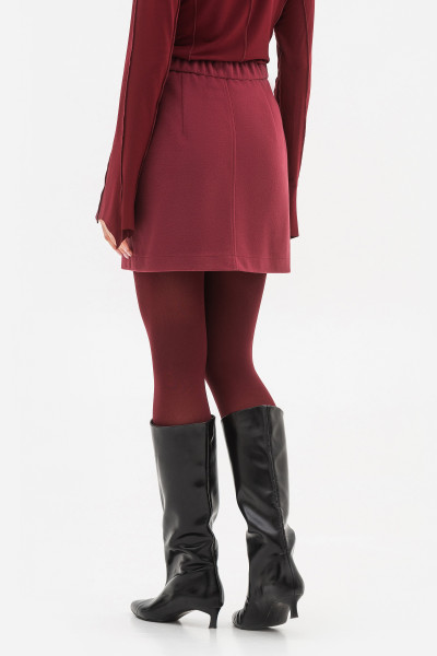 Міні спідниця бордового кольору з екозамші Мадіра 02