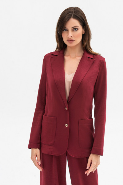 Однобортний шовковий жакет бордового кольору Віград 34