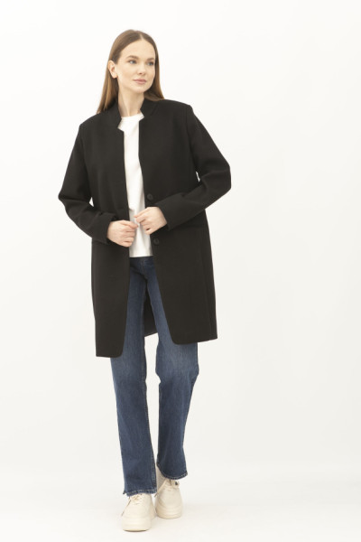 Класичне пальто чорного кольору напівприлеглого силуету Клєра 02