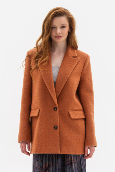 Жакет oversize з вовною теракотового  кольору Ємісія