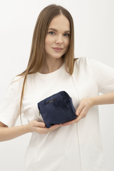 Велюрова косметичка  синього кольру Косметичка 01