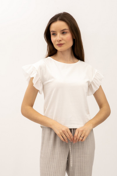 Трикотажна футболка молочного кольору Марті 06