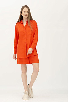 Лляний костюм оранжевий сорочка та шорти Сінон 2