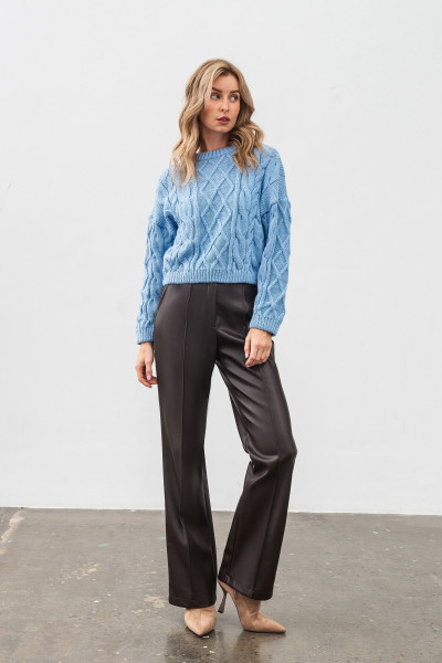 Блакитний  вкорочений джемпер з вмістом вовни 4684/2024