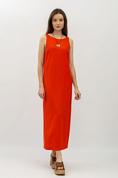 Лляна сукня максі помаранчевого кольору Метіса 01 Лляна сукня максі помаранчевого кольору Метіса 01