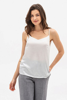 Жіноча майка  сріблястого кольору з шифону на бретелях Граян 05