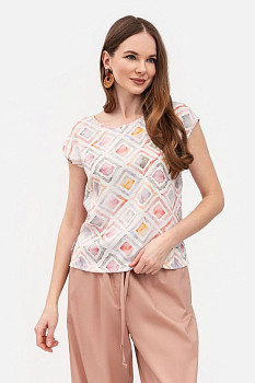 Шовкова блуза вільного силуету молочного кольору Сіелія 01